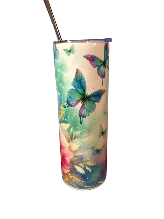 Peony and Butterflies Tumbler