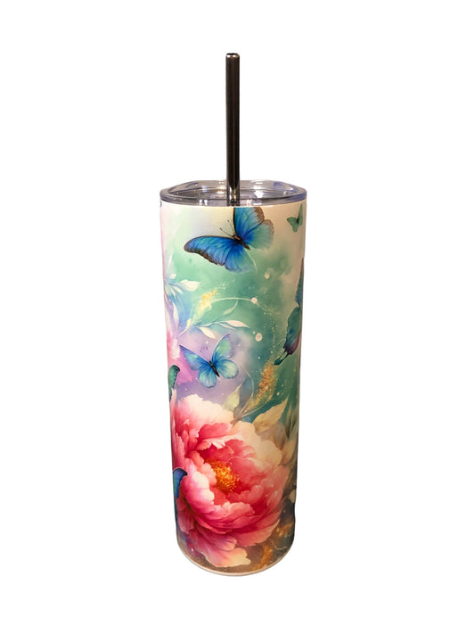 Peony and Butterflies Tumbler