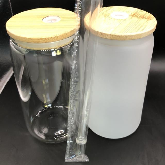 Glass Can Glass with bamboo lid 12oz